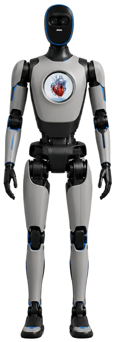 Kino H1 concept render — a humanoid robot standing upright, facing forward